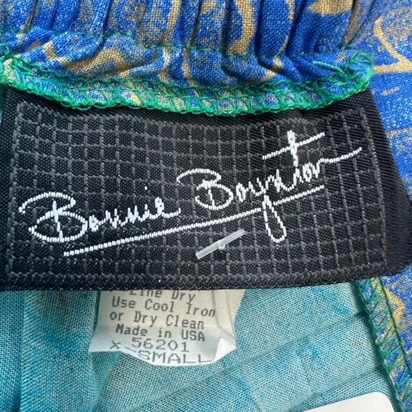 Vintage Blue Yellow Green Pink Colorful Printed High Waisted Midi Skirt - Picture 10 of 12